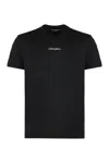 Dolce & Gabbana Black Crewneck T-shirt With Signature Logo In Cotton Man