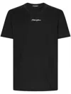 Dolce & Gabbana Black Crewneck T-shirt With Signature Logo In Cotton Man In Black