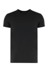 Dolce & Gabbana Black Crewneck T-shirt With Tonal Logo Lettering Embroidery On The Front In Cotton Stretch Man In Black