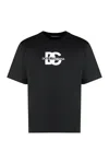 Dolce & Gabbana Black T-shirt With Crew Neck And Printed Logo On The Front In Black