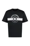Dolce & Gabbana Black Cotton T-shirt With Large Interlocking Logo Print In Black