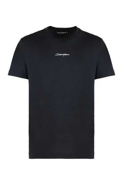 Dolce & Gabbana Cotton Crew-neck T-shirt In Blue
