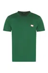 Dolce & Gabbana T-shirt Cotone Con Placca Logata In Green