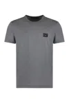 Dolce & Gabbana Grey Crewneck T-shirt With Logo Plaque In Grey
