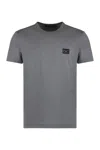 Dolce & Gabbana Grey Crewneck T-shirt With Logo Plaque In Grey