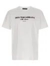 Dolce & Gabbana White Crewneck T-shirt With Logo Lettering Print On The Front In White
