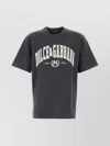 Dolce & Gabbana Men Dark Grey Crewneck T-shirt With Logo Lettering Print On The Front In Cotton Man In Gray