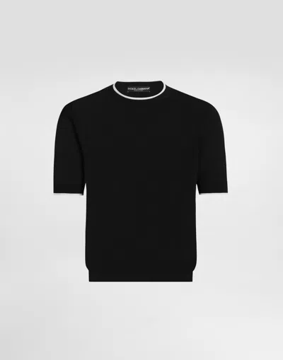 Dolce & Gabbana Cotton Crewneck Pullover In Black