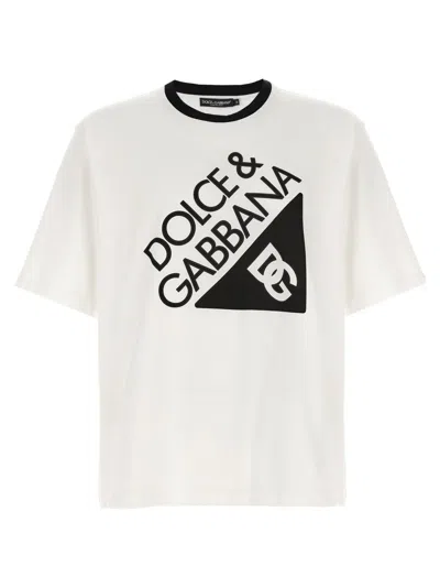 Dolce & Gabbana Cotton Crewneck T-shirt With Front Logo In White