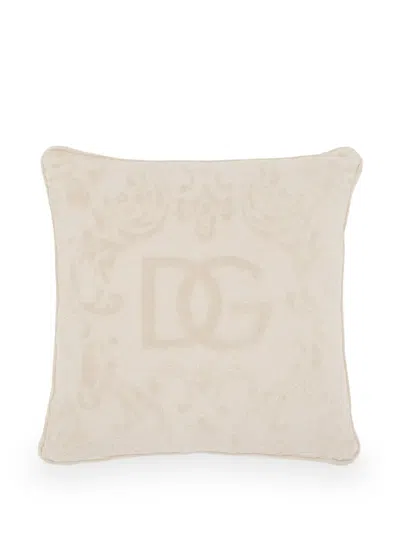 Dolce & Gabbana Cotton Cushion In Neutrals