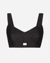 Dolce & Gabbana Cotton Denim Corset Bralette Top In Multicolor