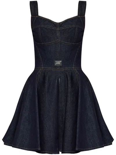Dolce & Gabbana Cotton Denim Dress In Black