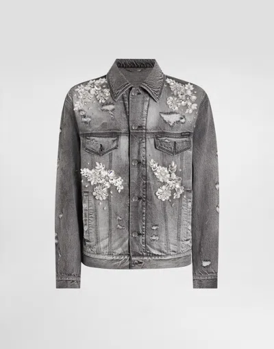 Dolce & Gabbana Cotton Denim Jacket In Gray