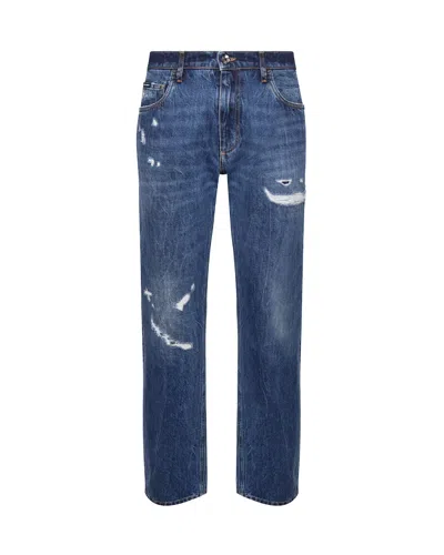 Dolce & Gabbana Cotton Denim Jeans In Blue