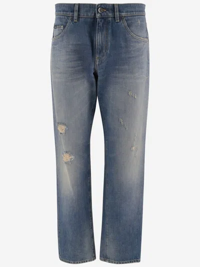 Dolce & Gabbana Cotton Denim Jeans In Blue