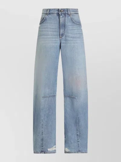 Dolce & Gabbana Cotton Denim Jeans Regular Fit Wide Leg In Blue