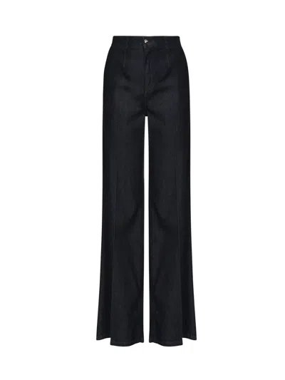 Dolce & Gabbana Cotton Denim Wide Leg Jeans In Blue