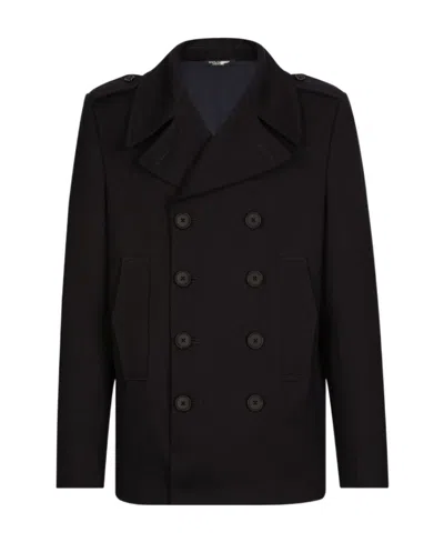 Dolce & Gabbana Cotton Double-breasted Blazer In Black