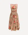 Dolce & Gabbana Abito Midi In Cotone Rosa Con Stampa Fiori Dolce E Gabbana In Brown