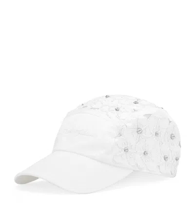 DOLCE & GABBANA COTTON EMBELLISHED FLORAL BASEBALL CAP