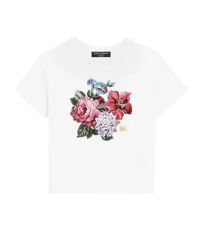 Dolce & Gabbana Babies' Cotton Embellished Floral T-shirt