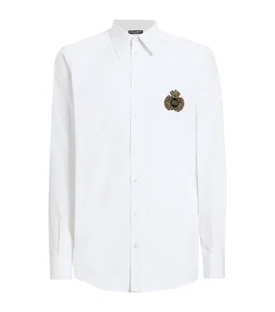 Dolce & Gabbana Crest Embroidered Poplin Shirt In White