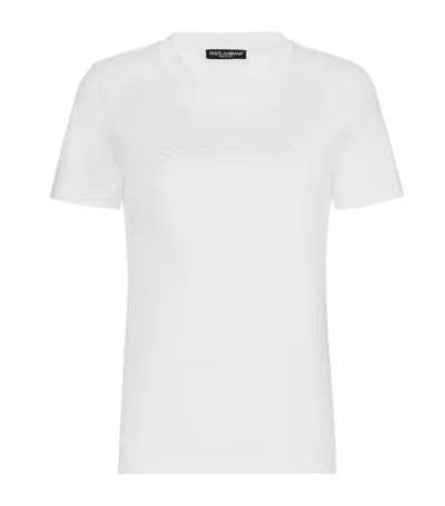 DOLCE & GABBANA COTTON EMBROIDERED-LOGO T-SHIRT