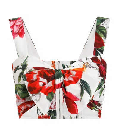 DOLCE & GABBANA COTTON FLORAL CROP TOP