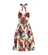 Dolce & Gabbana Cotton Floral Mini Dress In Brown