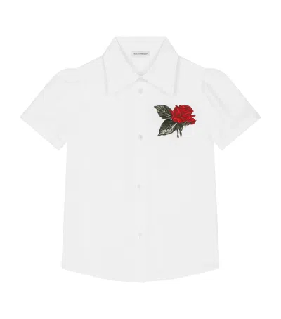 Dolce & Gabbana Kids' Cotton Flower-patch Shirt In White