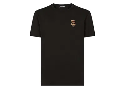 Pre-owned Dolce & Gabbana Cotton French Wire Embellishment T-shirt In Black