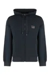 Dolce & Gabbana Cotton Hoodie With Ribbed Edges And Zip In Black