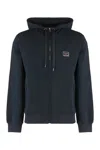 Dolce & Gabbana Cotton Hoodie With Ribbed Edges And Zip In Black