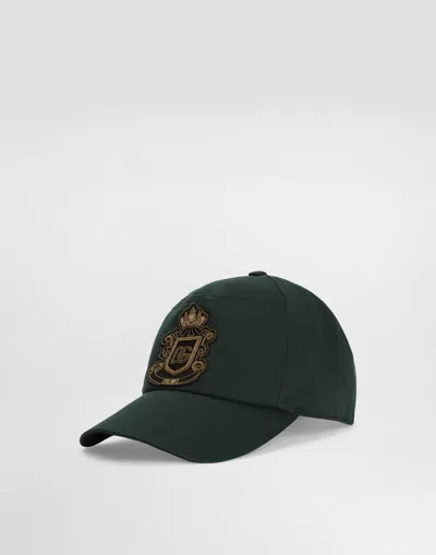 Dolce & Gabbana Cotton Gabardine Baseball Cap In Green