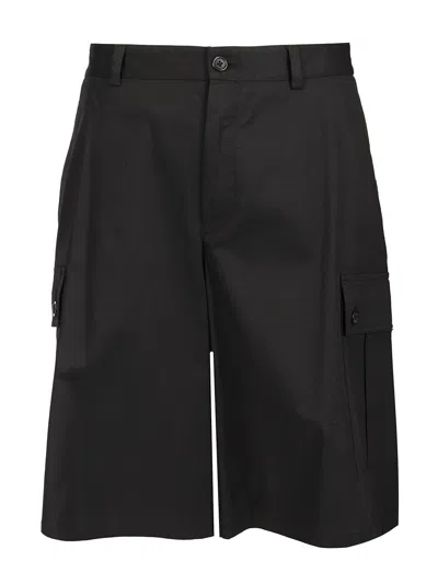 Dolce & Gabbana Cotton Gabardine Cargo Bermuda Trousers Black