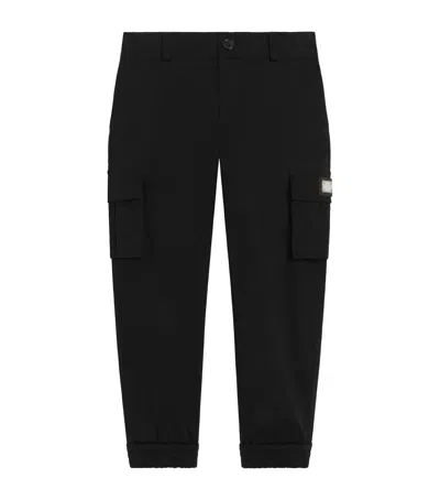Dolce & Gabbana Cotton Gabardine Cargo Trousers In Black