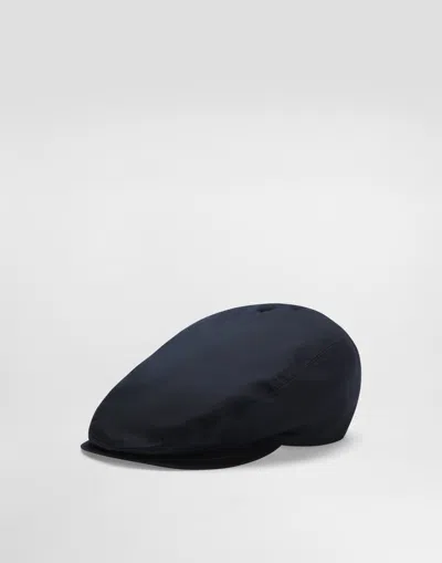 Dolce & Gabbana Cotton Gabardine Flat Cap In Black