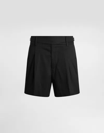 Dolce & Gabbana Cotton Gabardine Shorts With Double Darts In Black