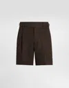Dolce & Gabbana Cotton Gabardine Shorts With Double Darts In Brown