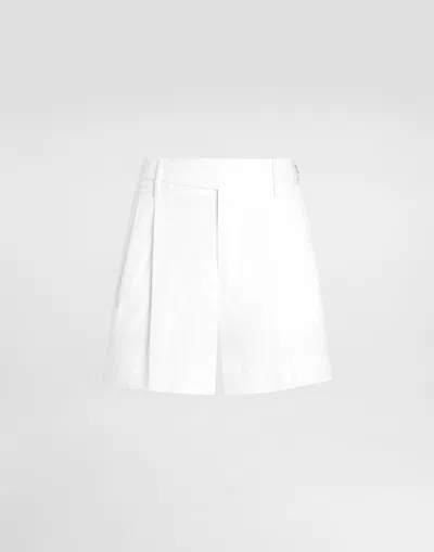 Dolce & Gabbana Cotton Gabardine Shorts With Double Darts In White