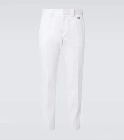 Dolce & Gabbana Cotton Gabardine Straight Pants In White
