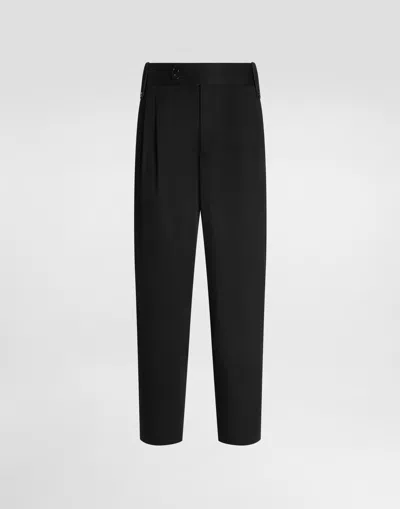 Dolce & Gabbana Cotton Gabardine Trousers In Black