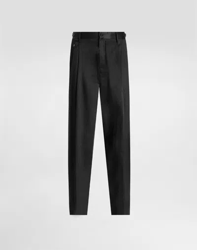 Dolce & Gabbana Cotton Gabardine Trousers In Black