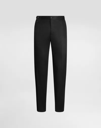Dolce & Gabbana Cotton Gabardine Trousers In Black
