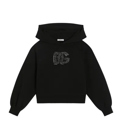 DOLCE & GABBANA COTTON GLITTER LOGO HOODIE