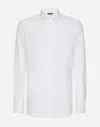 Dolce & Gabbana Slim Fit Long-sleeved Shirt In Stretch Cotton In White
