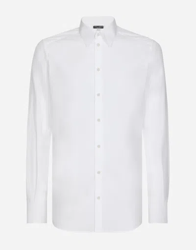 Dolce & Gabbana White Cotton Formal Dress Top Sicilia Shirt In Purple