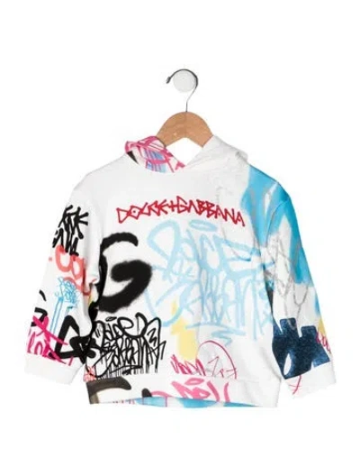 Pre-owned Dolce & Gabbana Babies' Cotton Graffiti Hooded Sweatshirt W/tags In Neutral