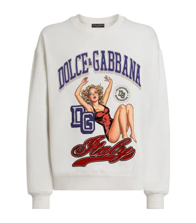 Dolce & Gabbana Cotton Graphic Sweatshirt In Neutral