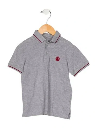 Pre-owned Dolce & Gabbana Babies' Cotton Grey Short Sleeve Polo Shirt With Button Closure In Gray